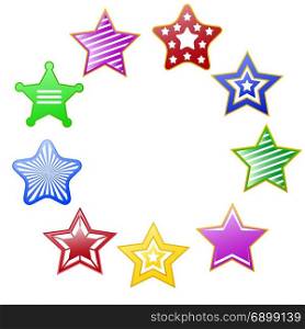 isolated colorful stars circle design on white background