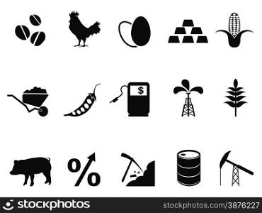 isolated commodities trading market icons set from white background