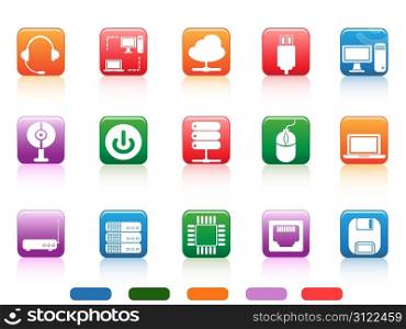 isolated computer devices and components buttons icon on white background