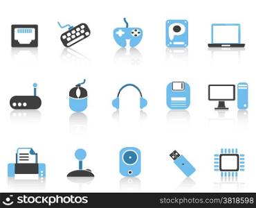 isolated Computer & Devices icons set blue series from white background