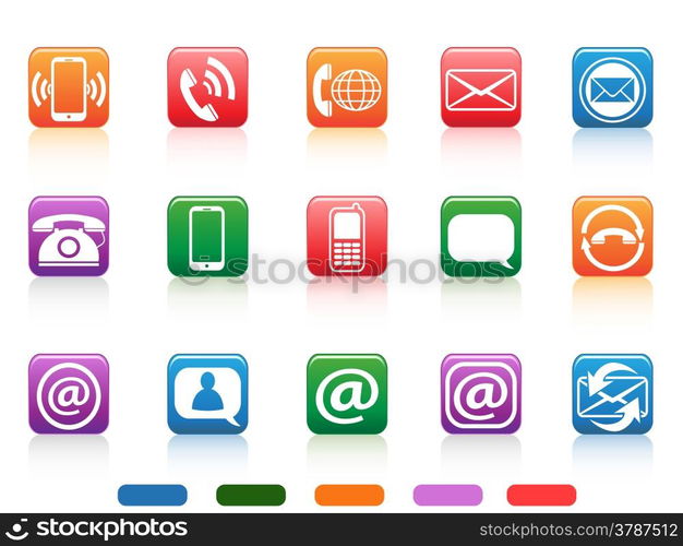 isolated contact button icons set on white background