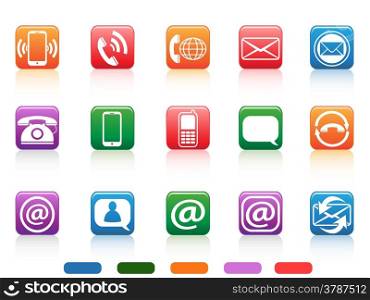 isolated contact button icons set on white background
