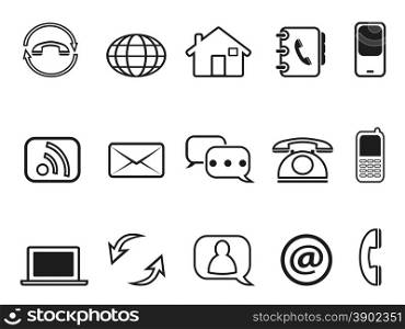 isolated contact outline icons set from white background