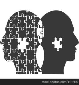 isolated couple jigsaw puzzle people head from white background