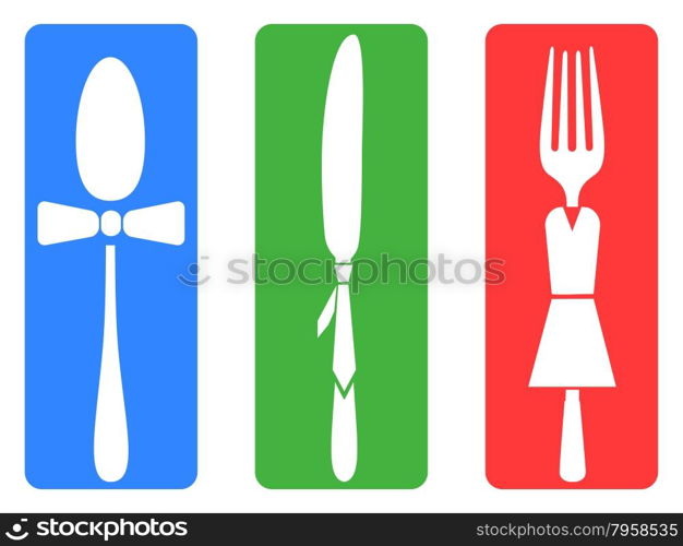 isolated creative fork knife spoon set on white background