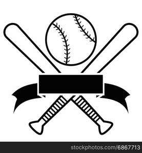 isolated Crossed Baseball Bats And Ball with banner from white background