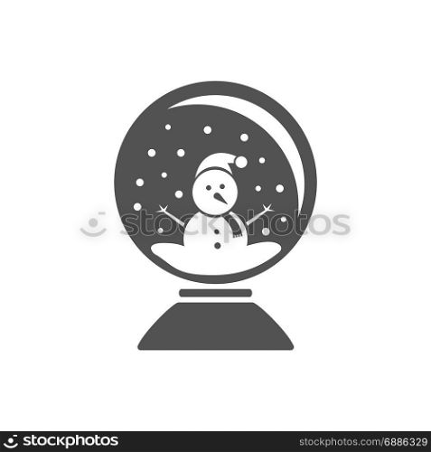 Isolated crystal ball icon with snow and snowman inside