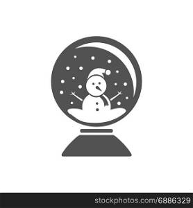 Isolated crystal ball icon with snow and snowman inside