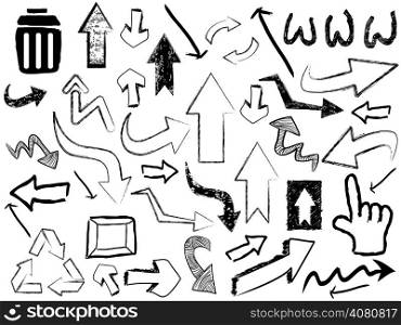 isolated doodle arrow sign background on white background