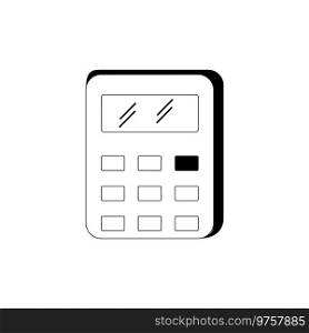 Isolated doodle calculator black and white. Outline vector Icon school supplies. Back to school Design element for banner, sticker, cover, postcard, icon, poster, web. Isolated doodle calculator black and white. Outline vector Icon school supplies.