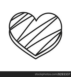 Isolated doodle candy heart black and white. Outline vector illustration. Icon sweets concept. Element for cover, simple linear icon, postcards, print, social media, web, coloring.. Isolated doodle candy heart black and white. Outline vector illustration Icon sweets concept.