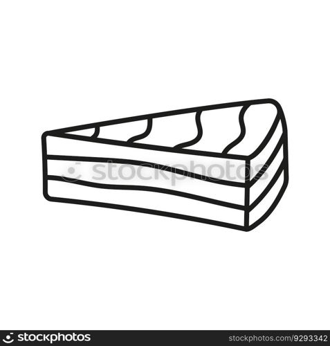 Isolated doodle chocolate cake black and white. Outline vector illustration. Icon sweets concept. Element for cover, simple linear icon, postcards, print, social media, web, coloring.. Isolated doodle chocolate cake black and white. Outline vector illustration Icon sweets concept.