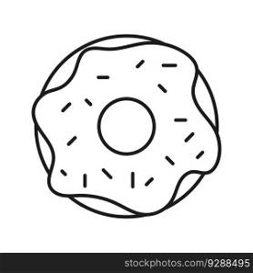 Isolated doodle Donut black and white. Outline vector illustration. Icon sweets concept. Element for cover, simple linear icon, postcards, print, social media, web, coloring.. Isolated doodle Donut black and white. Outline vector illustration Icon sweets concept.