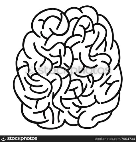 isolated doodle human brain Outline design on white background