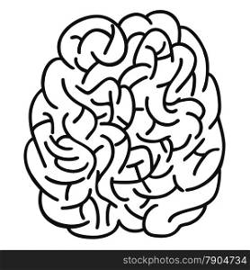 isolated doodle human brain Outline design on white background