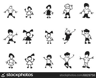 isolated doodle kids icons from white background
