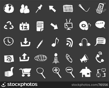 isolated doodle white web icons from black background