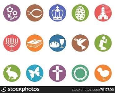 isolated easter day button icons set from white background