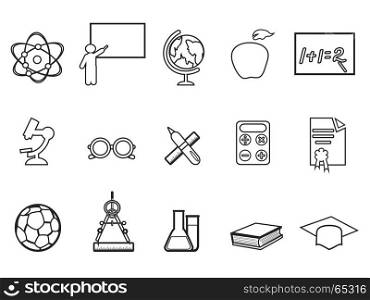 isolated education linear icon set from white background