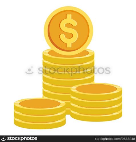 Isolated empty golden dollar coin stack in flat style. Vector illustration. Isolated empty golden USD coin stack