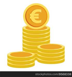 Isolated empty golden Euro coin stack in flat style. Vector illustration. Isolated empty golden Euro coin stack