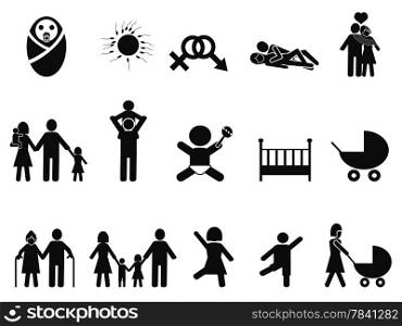 isolated family life icons set from white background