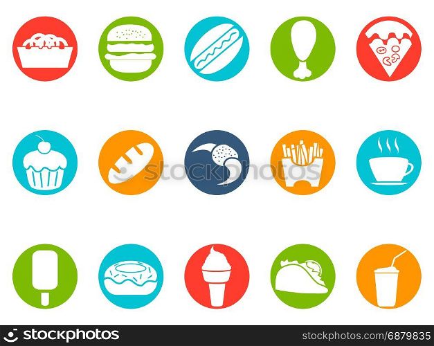 isolated fast foods button icons set from white background