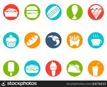 isolated fast foods button icons set from white background
