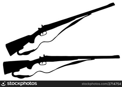 Isolated Firearm - Large caliber Rifle - black on white silhouette