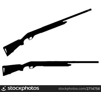 Isolated Firearm - Shotgun - black on white silhouette