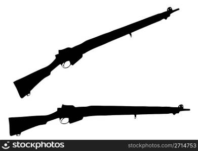 Isolated Firearm - WWII Rifle (303 caliber) - black on white silhouette