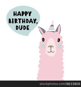 Isolated flat birthday with lama Royalty Free Vector Image