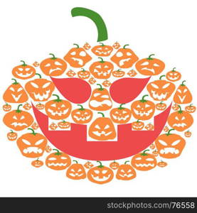 isolated flat cartoon Halloween pumpkin face on white background