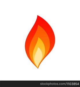 Isolated flat flare flames vector illustration. Hot blaze bonfire with red, orange and yellow fire flame layers isolated on white background for flammable danger sign or burning gas energy logo. hot blaze bonfire with fire flame layers emblem