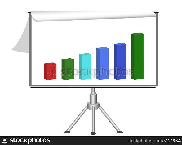 isolated flip chart with diagram on white background