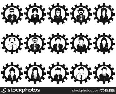 isolated gear business people avatar icons set from white background