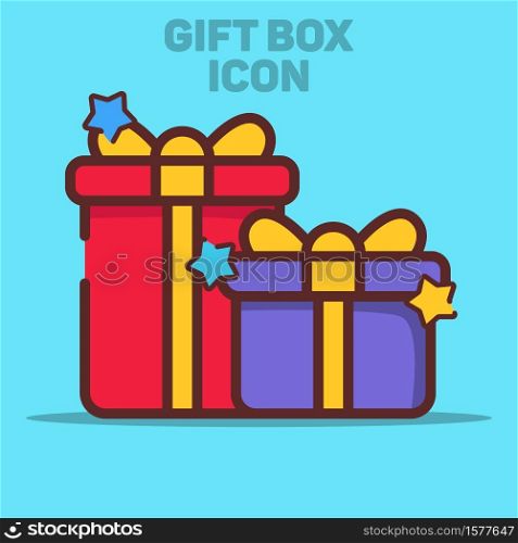 Isolated Gift Box Icon Vector Illustration with Blue Background