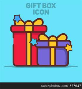 Isolated Gift Box Icon Vector Illustration with Blue Background