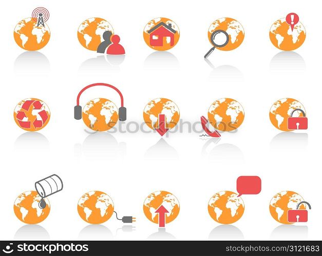 isolated globe with internet tool icon on white background