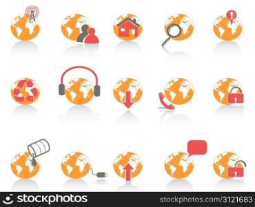 isolated globe with internet tool icon on white background