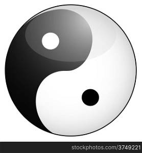 isolated glossy yin yang symbol from white background