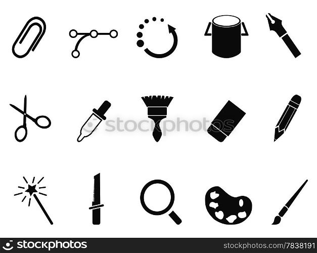 isolated graphic design tools icon set from white background