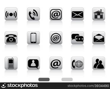 isolated gray contact buttons icon set from white background