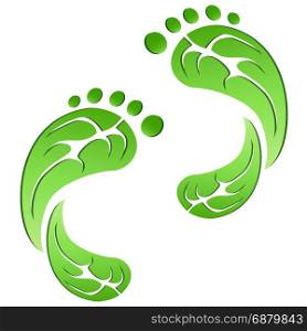 isolated green leaf carbon eco footprints on white background