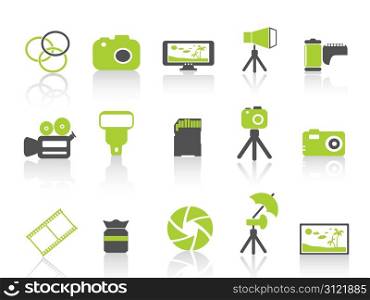 isolated green photography element icon on white background