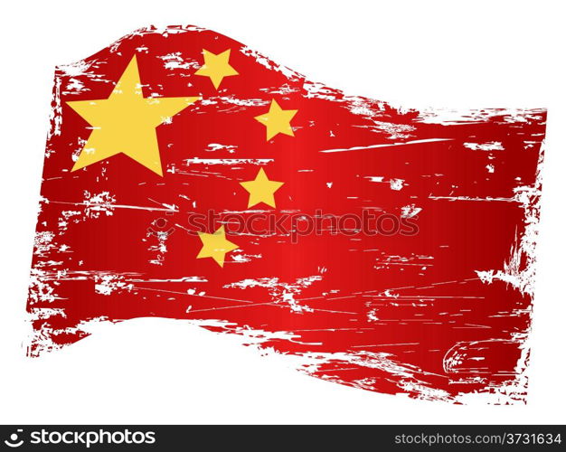isolated grungy china flag from white background