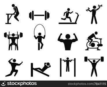isolated Gymnasium and Body Building icons from white background