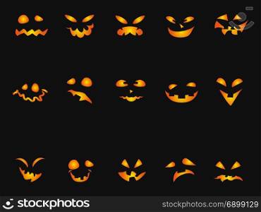 isolated Halloween Pumpkin smileys icon on black background