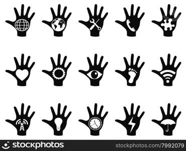 isolated hand concept icons set from white background