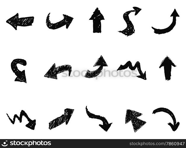 isolated hand drawn doodle arrow sign icons on white background
